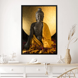Obraz w ramie Posąg Buddy w złotych szatach