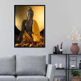 Plakat w ramie Posąg Buddy w złotych szatach