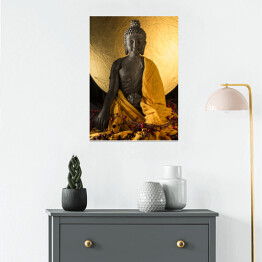 Plakat Posąg Buddy w złotych szatach