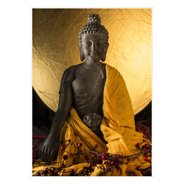Plakat samoprzylepny Posąg Buddy w złotych szatach