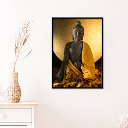 Plakat w ramie Posąg Buddy w złotych szatach