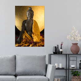 Plakat samoprzylepny Posąg Buddy w złotych szatach
