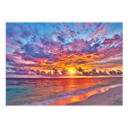 Plakat samoprzylepny Barwny zachód słońca na Malediwach