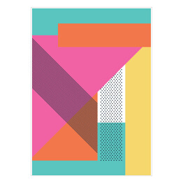 Plakat samoprzylepny Abstrakcyjny wzór retro z geometrycznymi kształtami