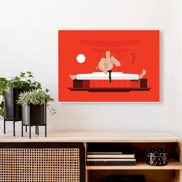 Obraz na płótnie Mężczyzna ćwiczący karate - kolorowa ilustracja