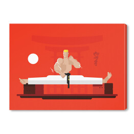 Mężczyzna ćwiczący karate - kolorowa ilustracja