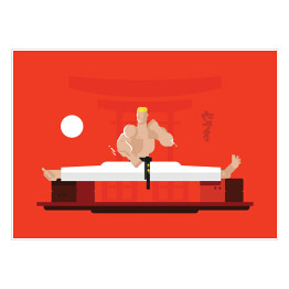 Plakat Mężczyzna ćwiczący karate - kolorowa ilustracja