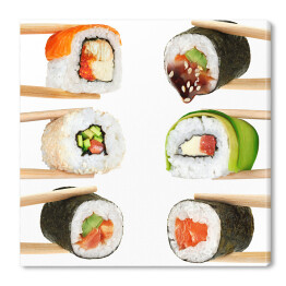 Obraz na płótnie Sushi w pałeczkach na białym tle