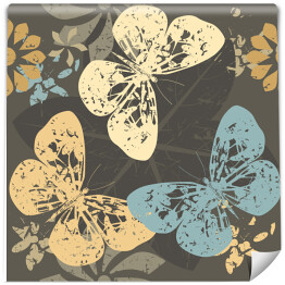 Tapeta winylowa zmywalna w rolce Wzór z motylami w stylu vintage