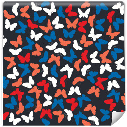 Tapeta samoprzylepna w rolce Niebieskie, białe i czerwone motyle