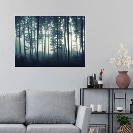 Plakat samoprzylepny Mgła w mrocznym lesie