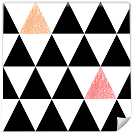 Tapeta w rolce Czarne i dwa różowe trójkąty na czarnej siatce