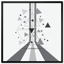 Plakat w ramie Czarno-biały wektor abstrakcja tło z trójkąta i linii