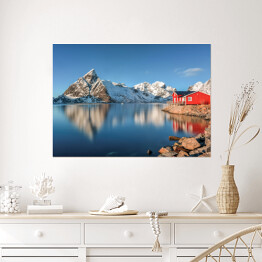 Plakat samoprzylepny Norweska wyspa w piękny dzień