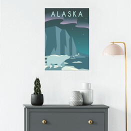 Plakat samoprzylepny Podróżnicza ilustracja - Alaska