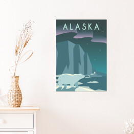 Plakat samoprzylepny Podróżnicza ilustracja - Alaska