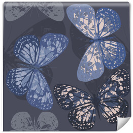 Tapeta w rolce Wzór z motylami w kolorze niebieskim w stylu vintage