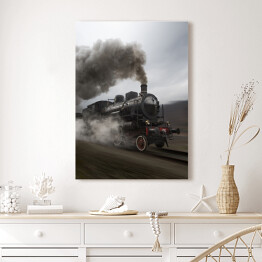 Obraz na płótnie Vintage czarny pociąg parowy