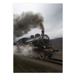 Plakat samoprzylepny Vintage czarny pociąg parowy
