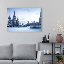Obraz na płótnie Katedra św. Bazyla na Placu Czerwonym w Moskwie w odcieniach błękitu