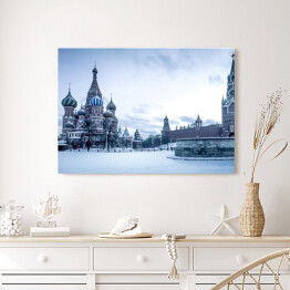 Obraz na płótnie Katedra św. Bazyla na Placu Czerwonym w Moskwie w odcieniach błękitu