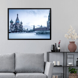 Obraz w ramie Katedra św. Bazyla na Placu Czerwonym w Moskwie w odcieniach błękitu