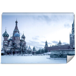 Fototapeta Katedra św. Bazyla na Placu Czerwonym w Moskwie w odcieniach błękitu
