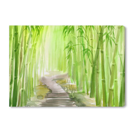 Aleja prowadząca przez zielony bambusowy las 