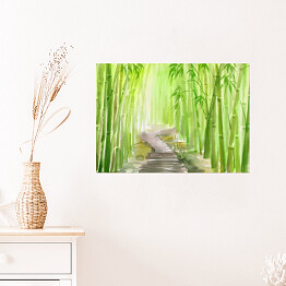Plakat Aleja prowadząca przez zielony bambusowy las 