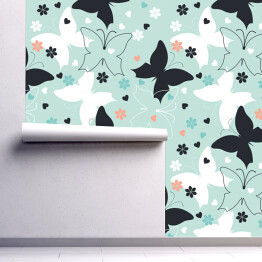 Tapeta samoprzylepna w rolce Elegancki wzór z motylami i kwiatami
