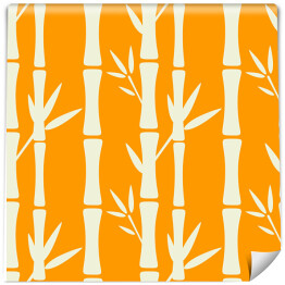 Tapeta w rolce Bambusowe drzewa - pomarańczowo biała ilustracja
