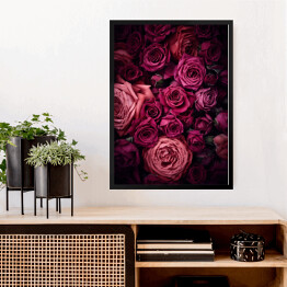 Obraz w ramie Ciemnoróżowe róże