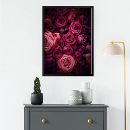 Obraz w ramie Ciemnoróżowe róże