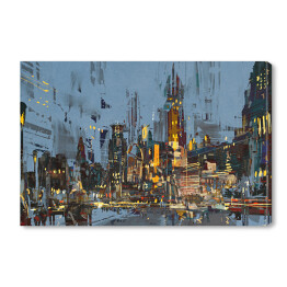 Obraz na płótnie Miasto nocą oświetlone kolorowymi światłami