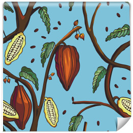 Tapeta winylowa zmywalna w rolce Drzewo kakaowe na błękitnym tle