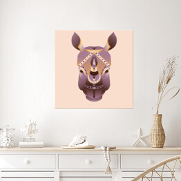 Plakat samoprzylepny Abstrakcyjna głowa nosorożca na beżowym tle