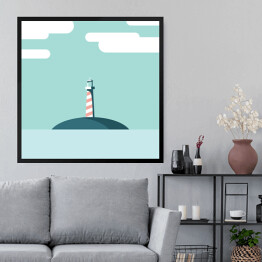 Obraz w ramie Latarnia morska na wyspie - ilustracja
