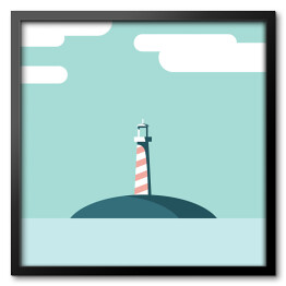 Obraz w ramie Latarnia morska na wyspie - ilustracja