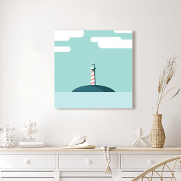 Obraz na płótnie Latarnia morska na wyspie - ilustracja