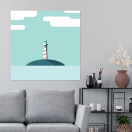 Plakat samoprzylepny Latarnia morska na wyspie - ilustracja