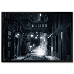 Plakat w ramie Mroczna uliczka w Nowym Jorku nocą