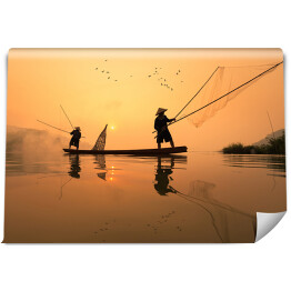 Fototapeta Łowienie ryb w rzece Mekong o poranku, Tajlandia