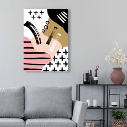 Obraz na płótnie Skandynawska kompozycja abstrakcyjna w kolorze czarnym, białym i pastelowym różowym