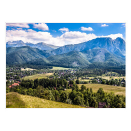 Plakat samoprzylepny Krajobraz Tatr, widok na Zakopane ze szczytu Gubałówki