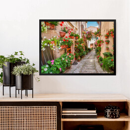 Obraz w ramie Włoskie uliczki udekorowane kwiatami w słoneczny dzień