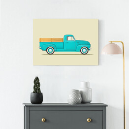 Obraz na płótnie Klasyczny niebieski pickup - ilustracja
