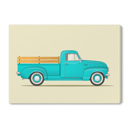 Obraz na płótnie Klasyczny niebieski pickup - ilustracja