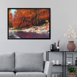 Obraz w ramie Rzeka w lesie jesienią