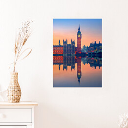 Plakat samoprzylepny Big Ben w Londynie w promieniach zachodzącego słońca