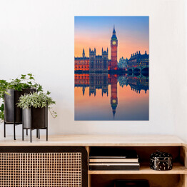 Plakat Big Ben w Londynie w promieniach zachodzącego słońca
